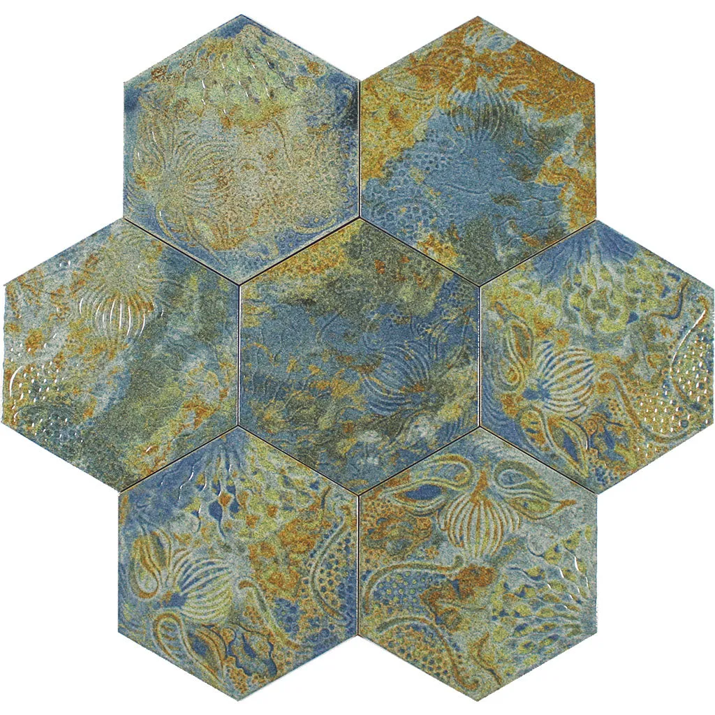 Reactive Ocean, Hexagon - Porcelain Tile