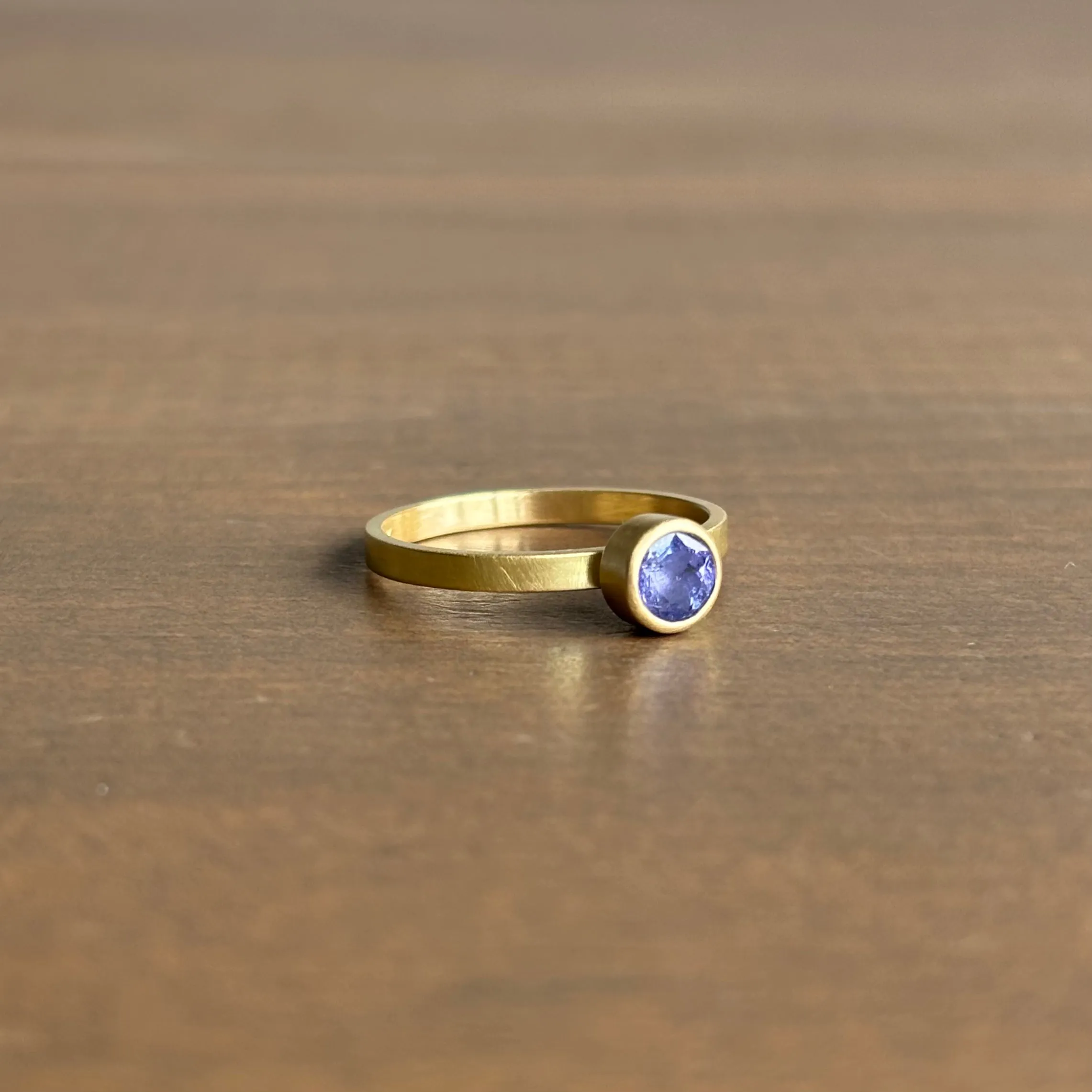 Round Faceted Tanzanite Stacking Ring