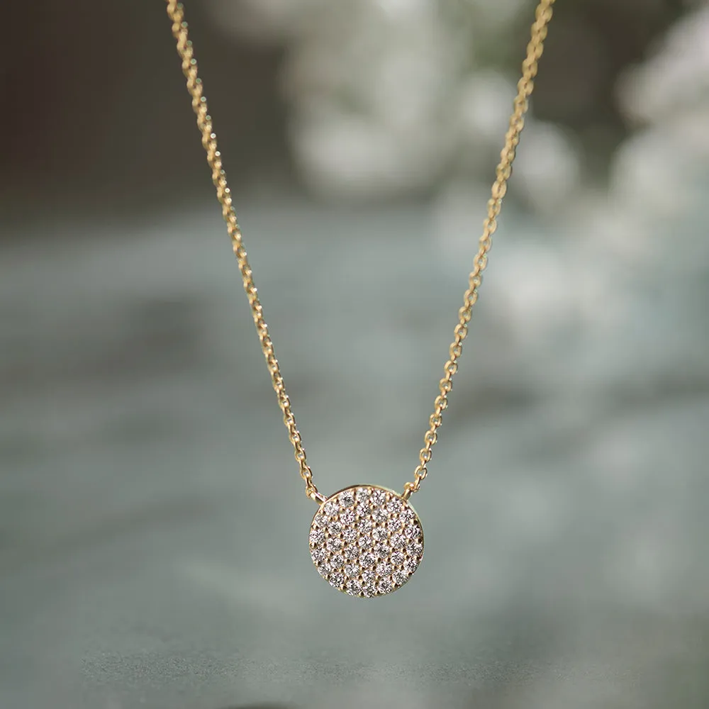 Round Pave Diamond Necklace