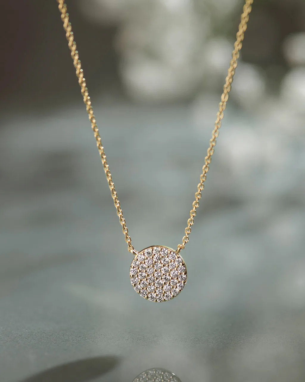 Round Pave Diamond Necklace