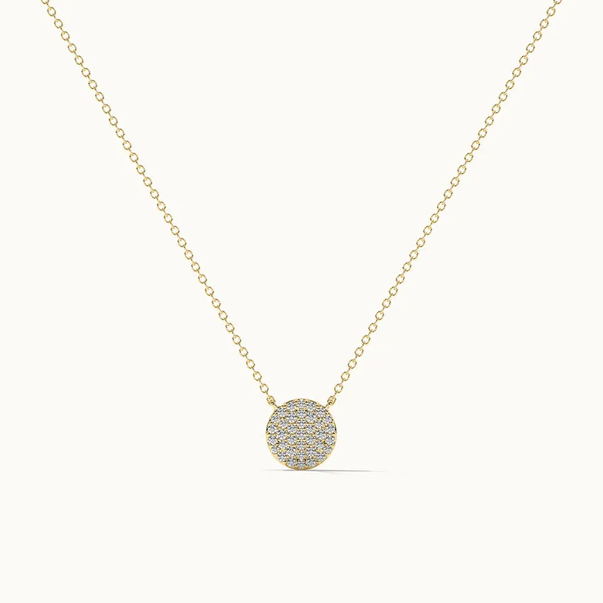 Round Pave Diamond Necklace