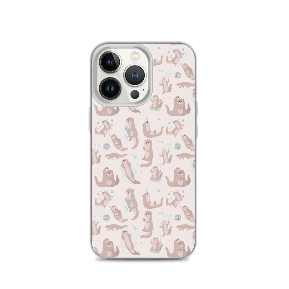 Sea Otter iPhone 15 14 13 12 Pro Max Case, Animal Pastel Pink Cell Phone Cute Cool Gifts Print iPhone 11 Mini SE 2020 XS XR X 7 8