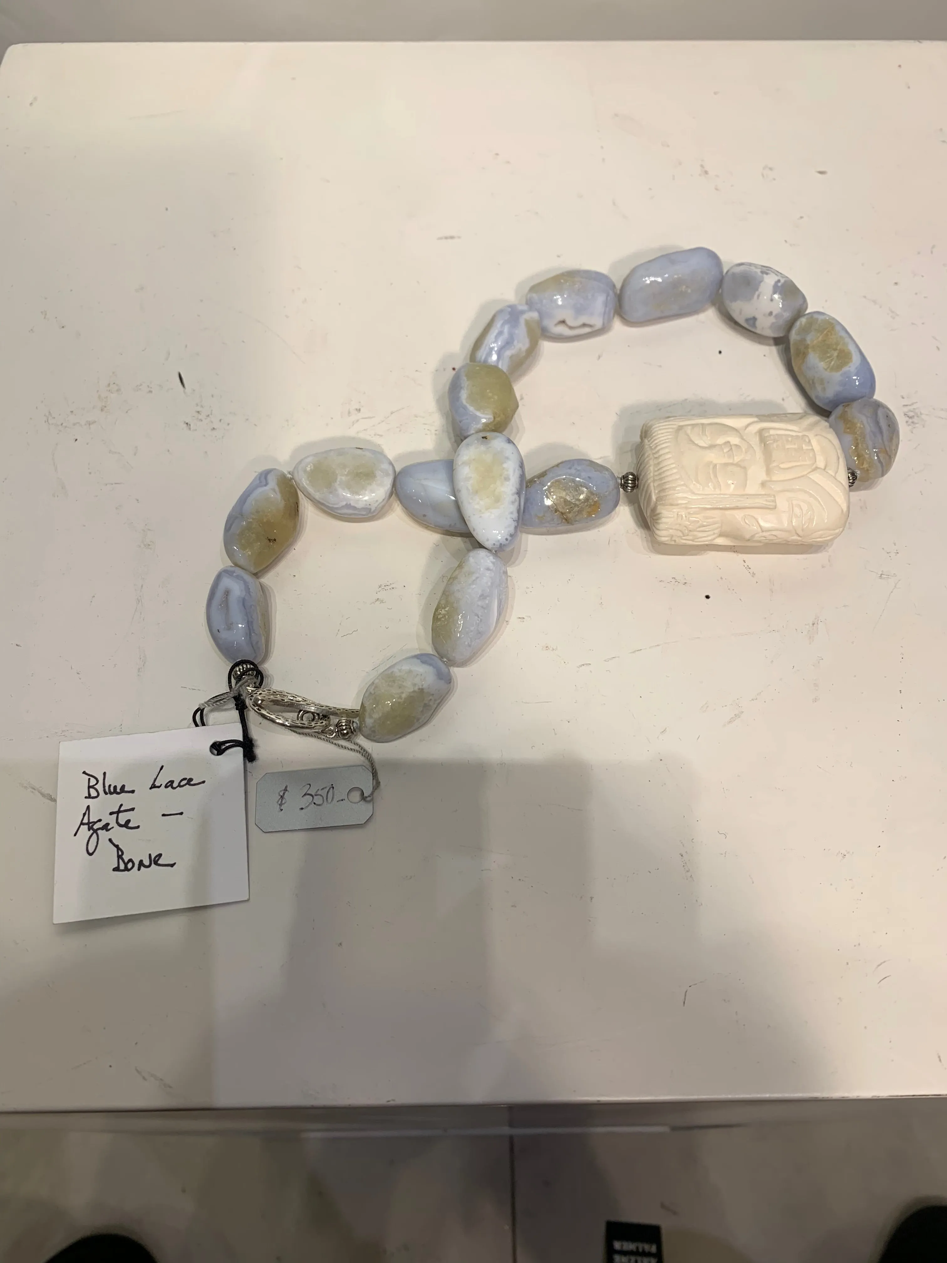 Semi Precious Blue Lace Agate One of a Kind Necklace made in California