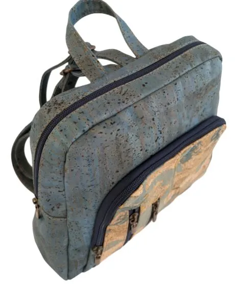 Serena Cork Backpack Blue and Gold