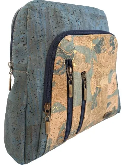 Serena Cork Backpack Blue and Gold