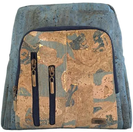 Serena Cork Backpack Blue and Gold