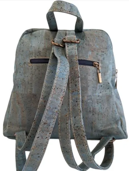 Serena Cork Backpack Blue and Gold