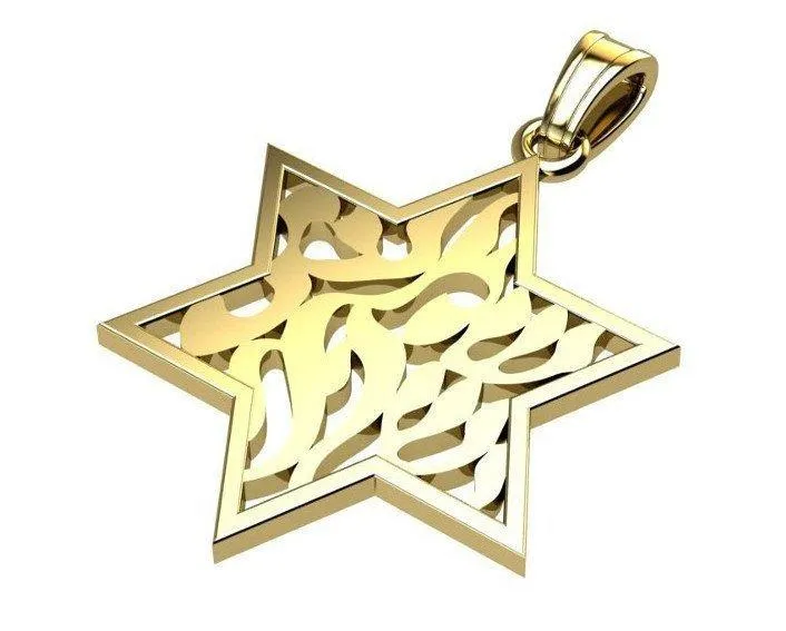 Shema Yisrael Star of David Artistic Necklace