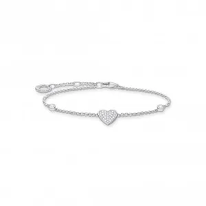 Silver Zirconia Pave Heart Bracelet A1992-051-14-L19v