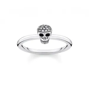 Silver Zirconia Skull Stacking Ring TR2327-643-14