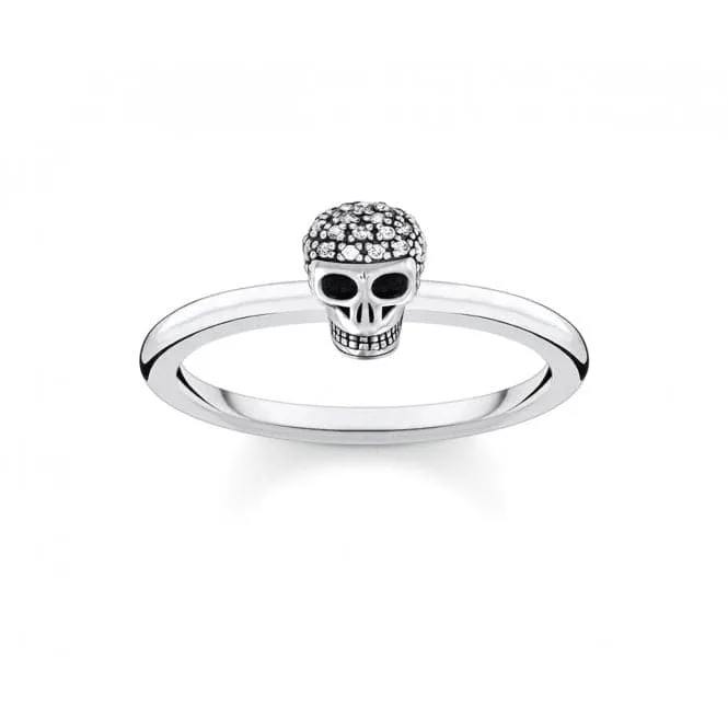 Silver Zirconia Skull Stacking Ring TR2327-643-14