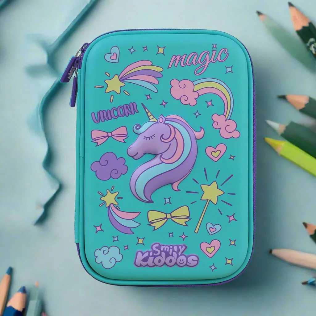 Smily Kiddos Single Compartment pencil case v2 unicorn theme green