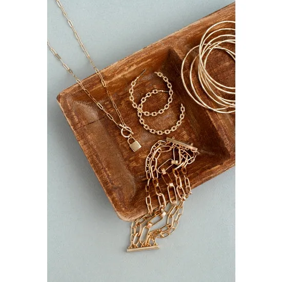 Splendid Iris Chain Lock Necklace - Gold