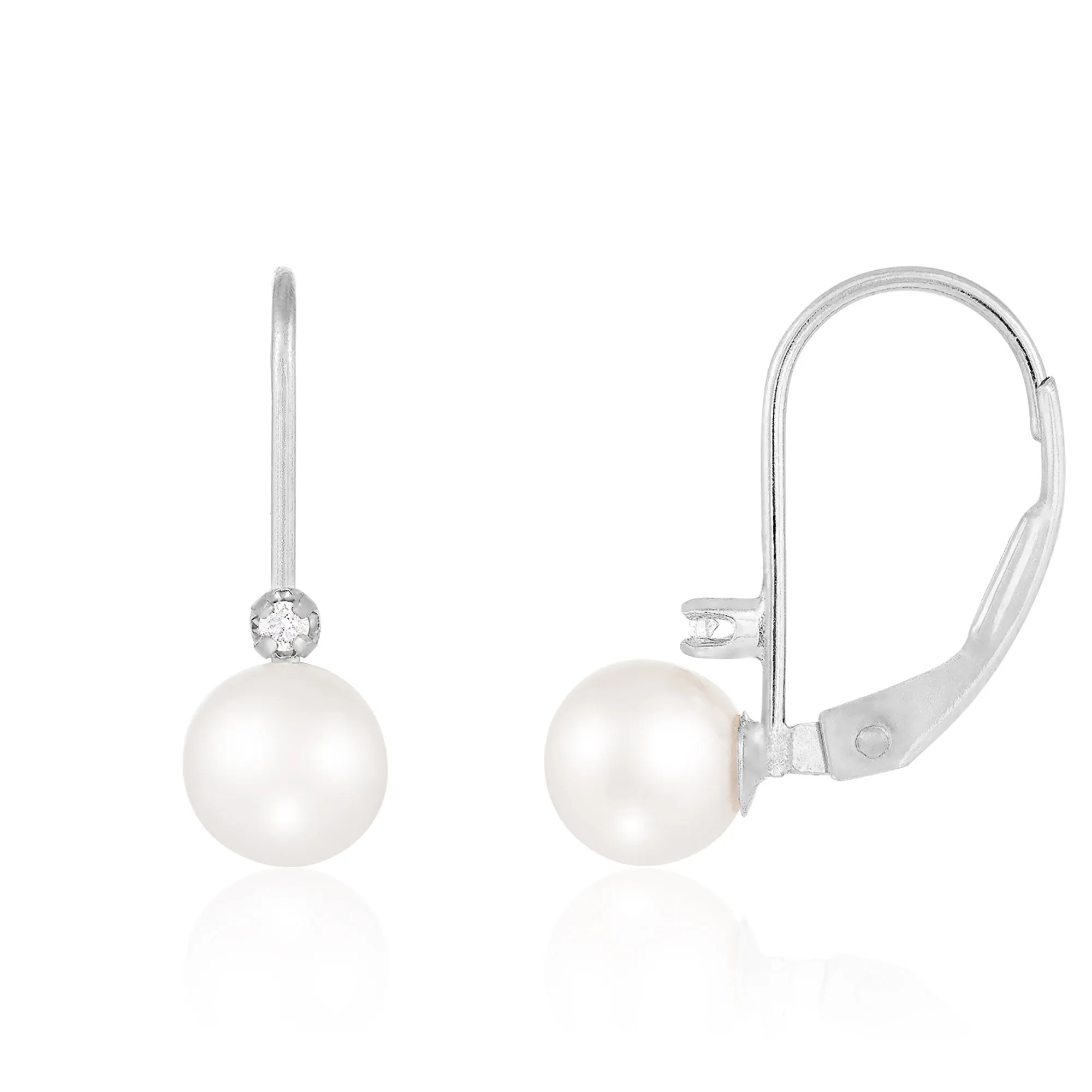 Splendid Pearls 14K White Gold Diamond Earrings