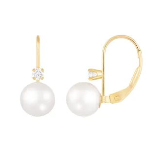 Splendid Pearls 14K Yellow Gold Diamond Earrings HOCPD-5YG