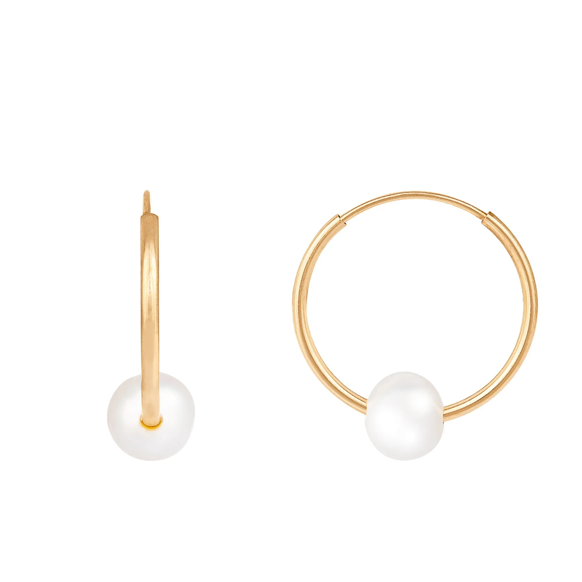 Splendid Pearls 14mm Hoop Earrings In Gold