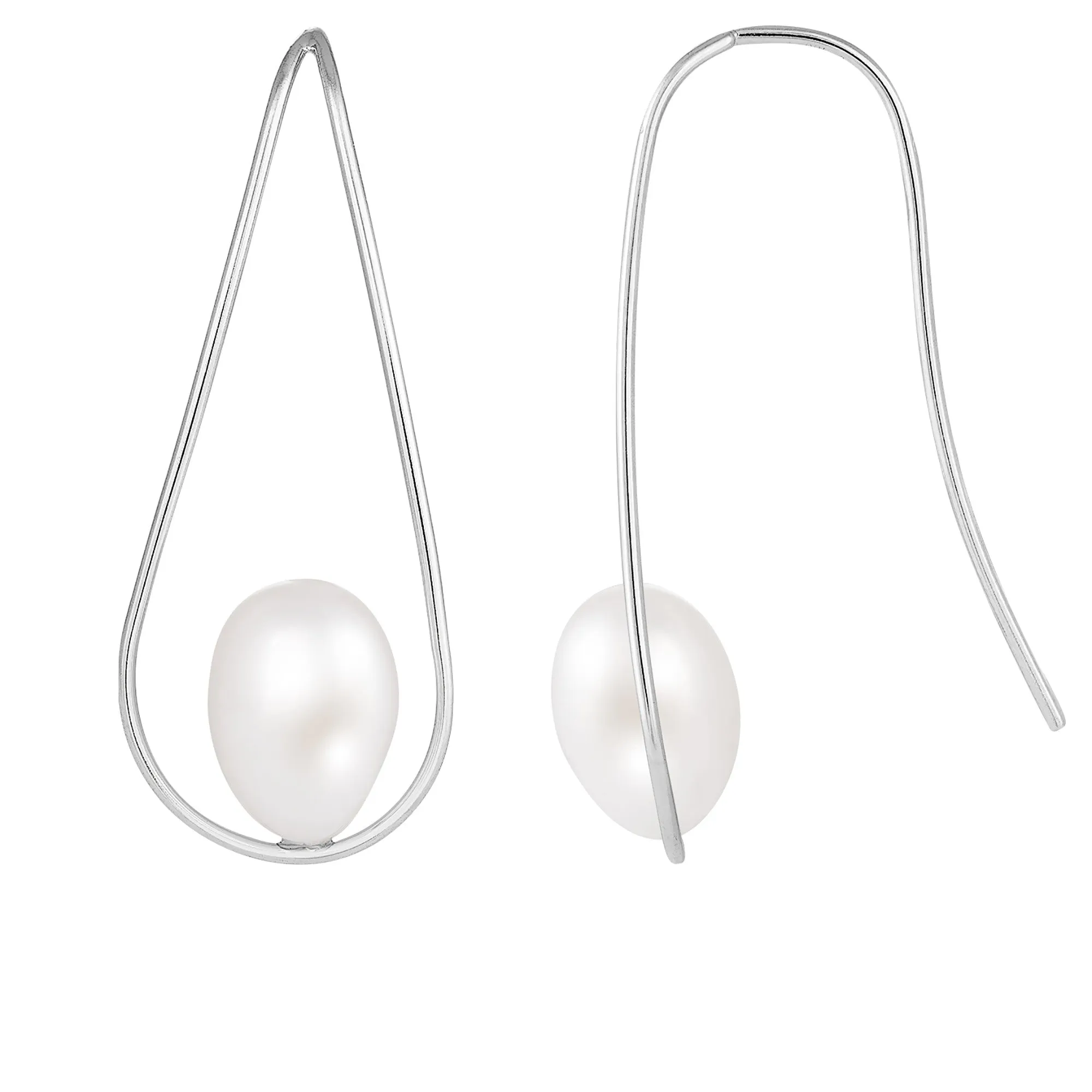 Splendid Pearls Fancy Sterling Silver Pearl Earrings