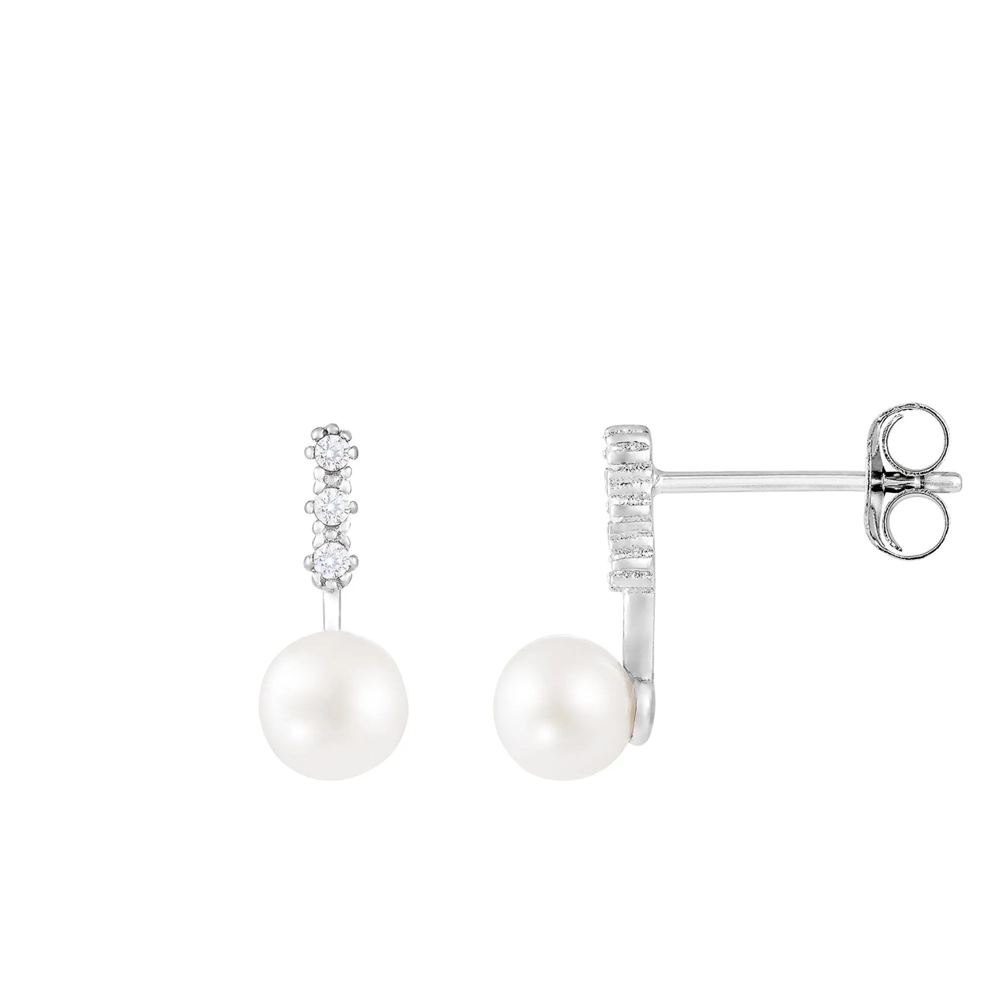 Splendid Pearls Sterling Silver Pearl Earrings ESR-417