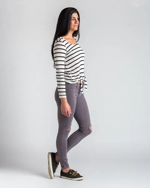 Splendid Tie-front Stripe Longsleeve Top