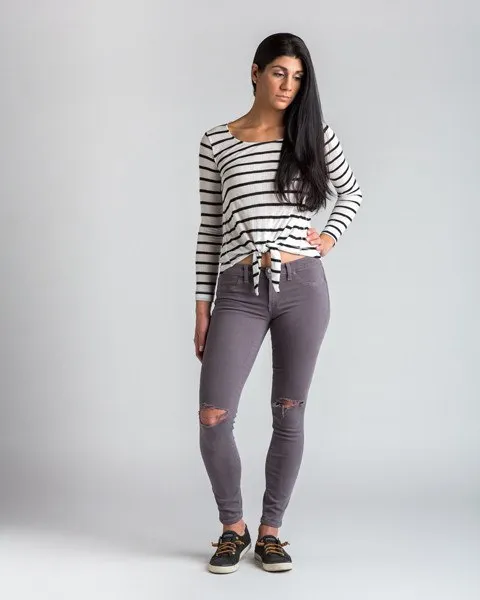 Splendid Tie-front Stripe Longsleeve Top