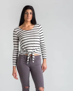 Splendid Tie-front Stripe Longsleeve Top