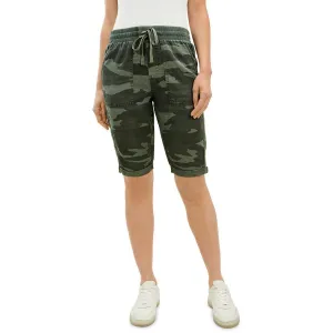 Splendid Women's Alder Camouflage Drawstring Bermuda Shorts Green Size Small