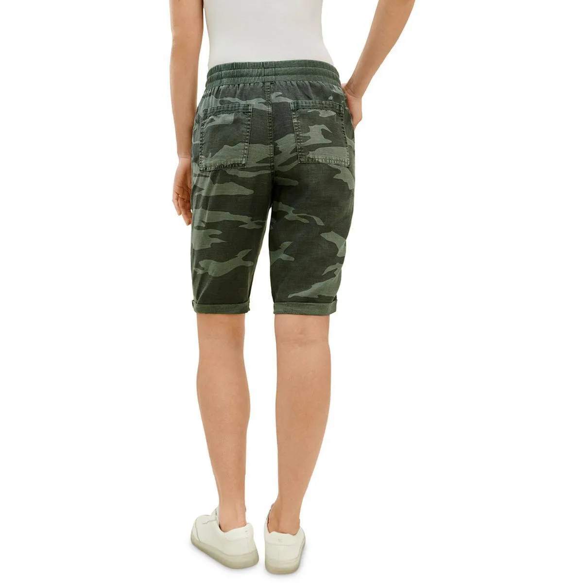 Splendid Women's Alder Camouflage Drawstring Bermuda Shorts Green Size Small