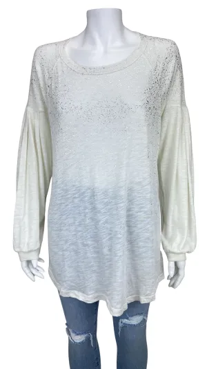 Splendid, Women's Balloon Sleeve Sparkle Tunic, Ivory, Size M