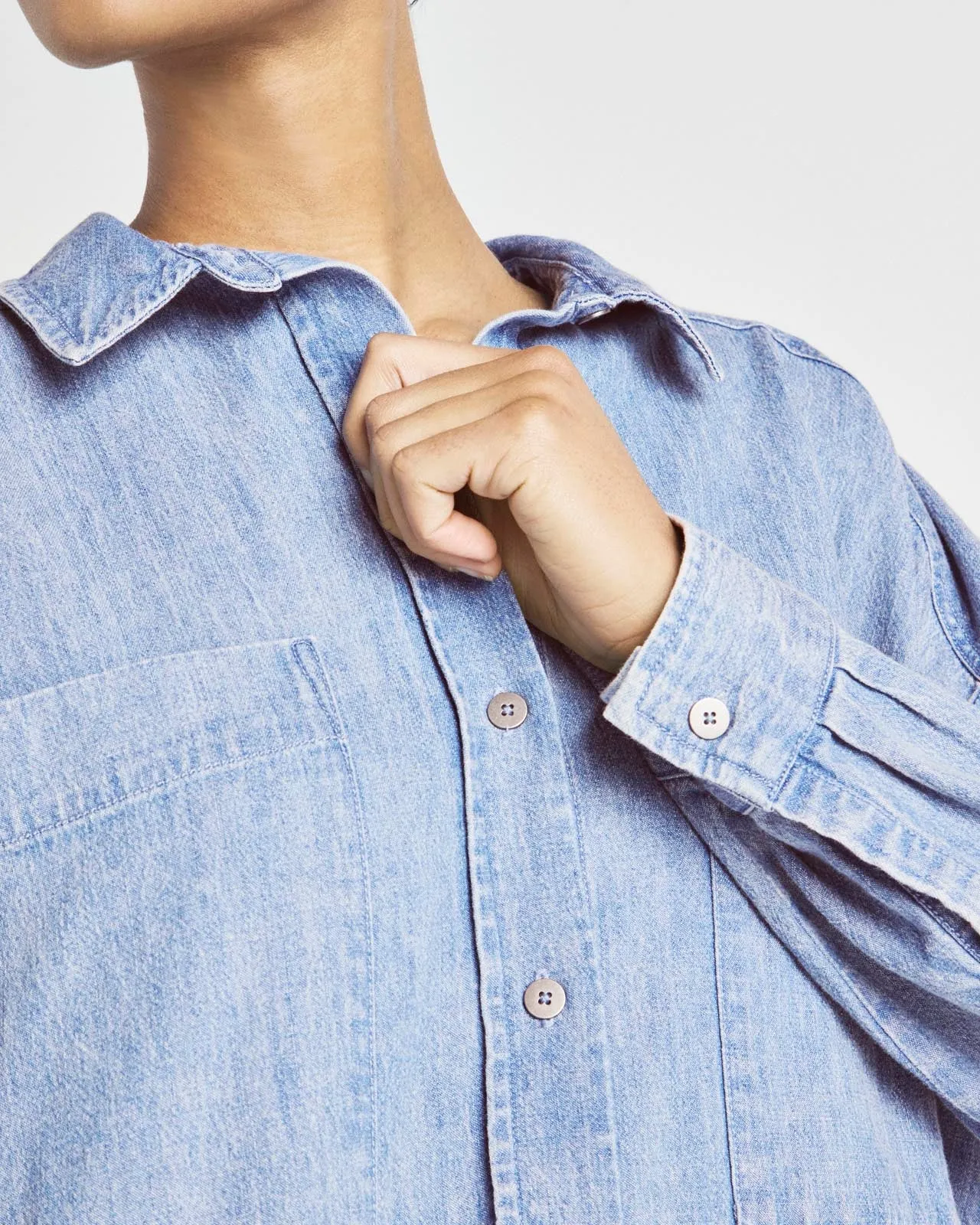 Splendid x @Cellajaneblog Oversized Denim Button Down