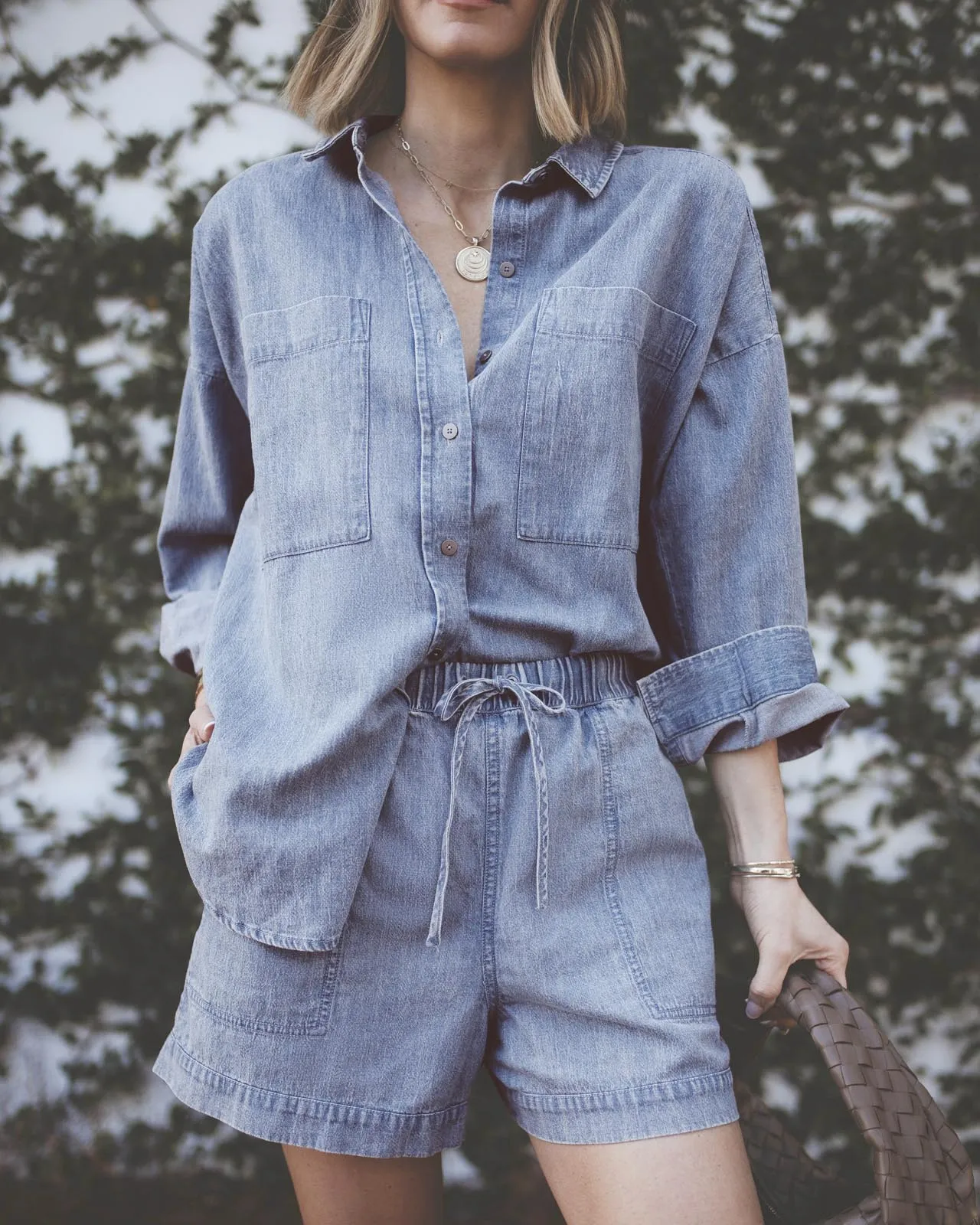 Splendid x @Cellajaneblog Oversized Denim Button Down