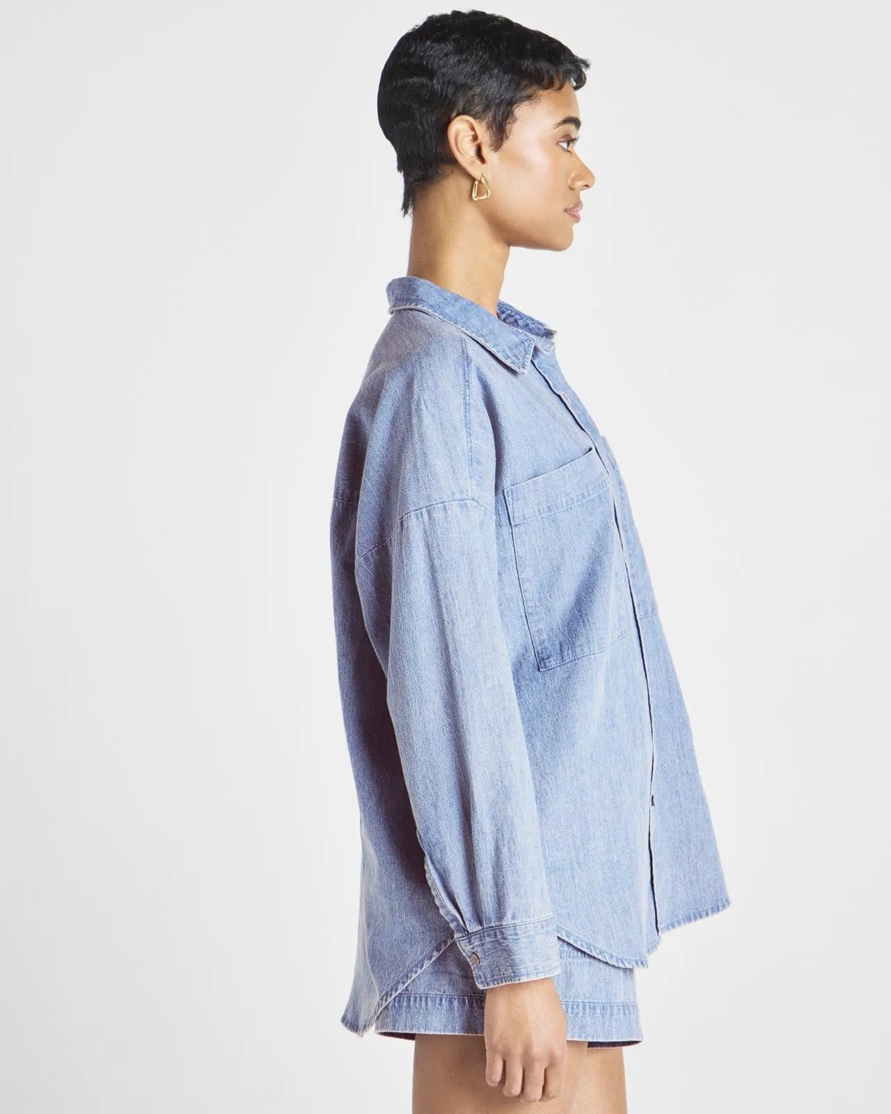 Splendid x @Cellajaneblog Oversized Denim Button Down