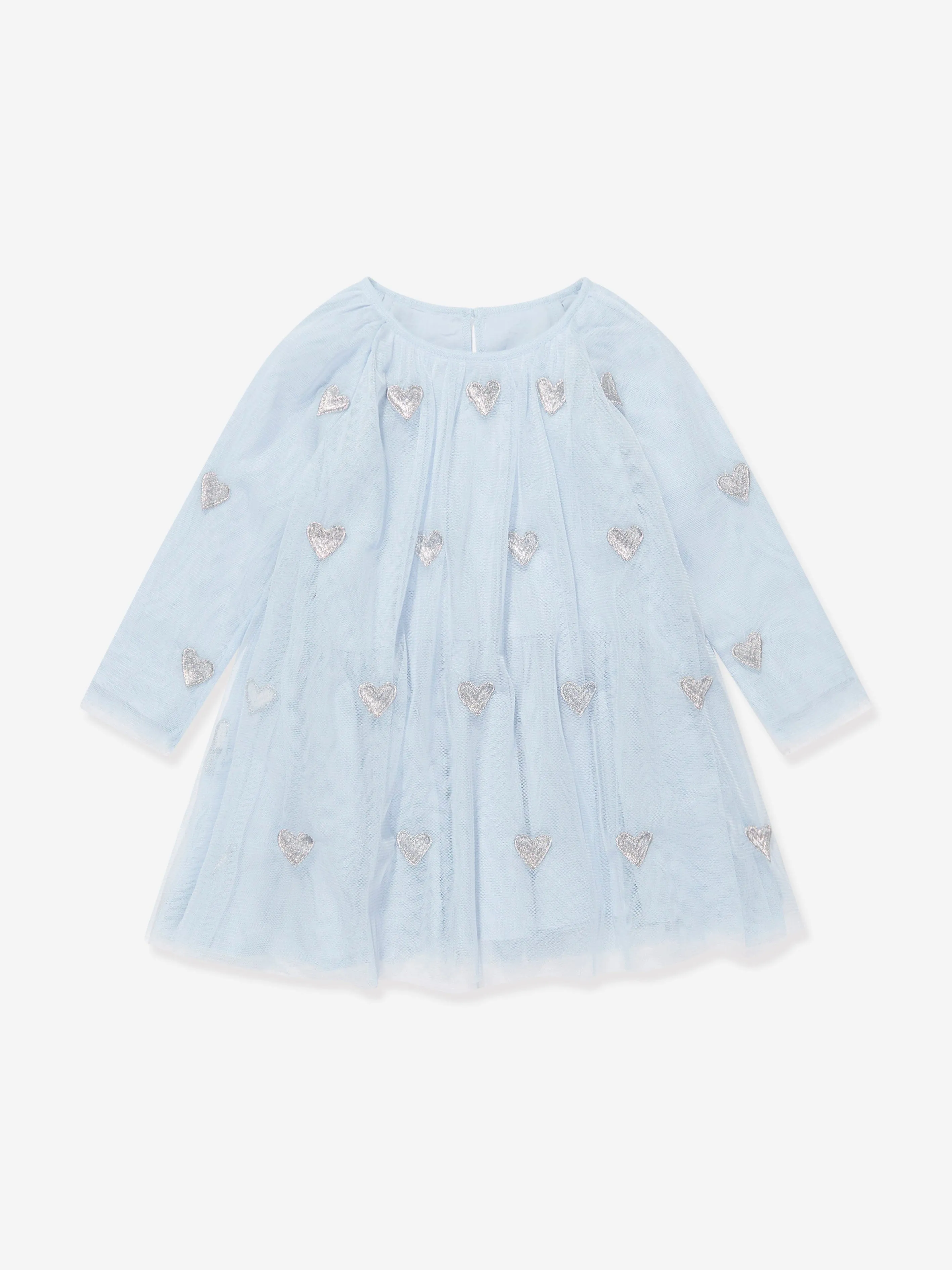 Stella McCartney Baby Girls Embroidered Heart Dress in Blue