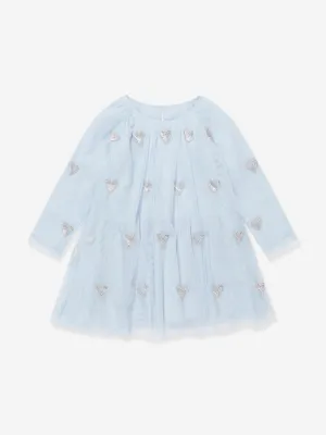 Stella McCartney Baby Girls Embroidered Heart Dress in Blue