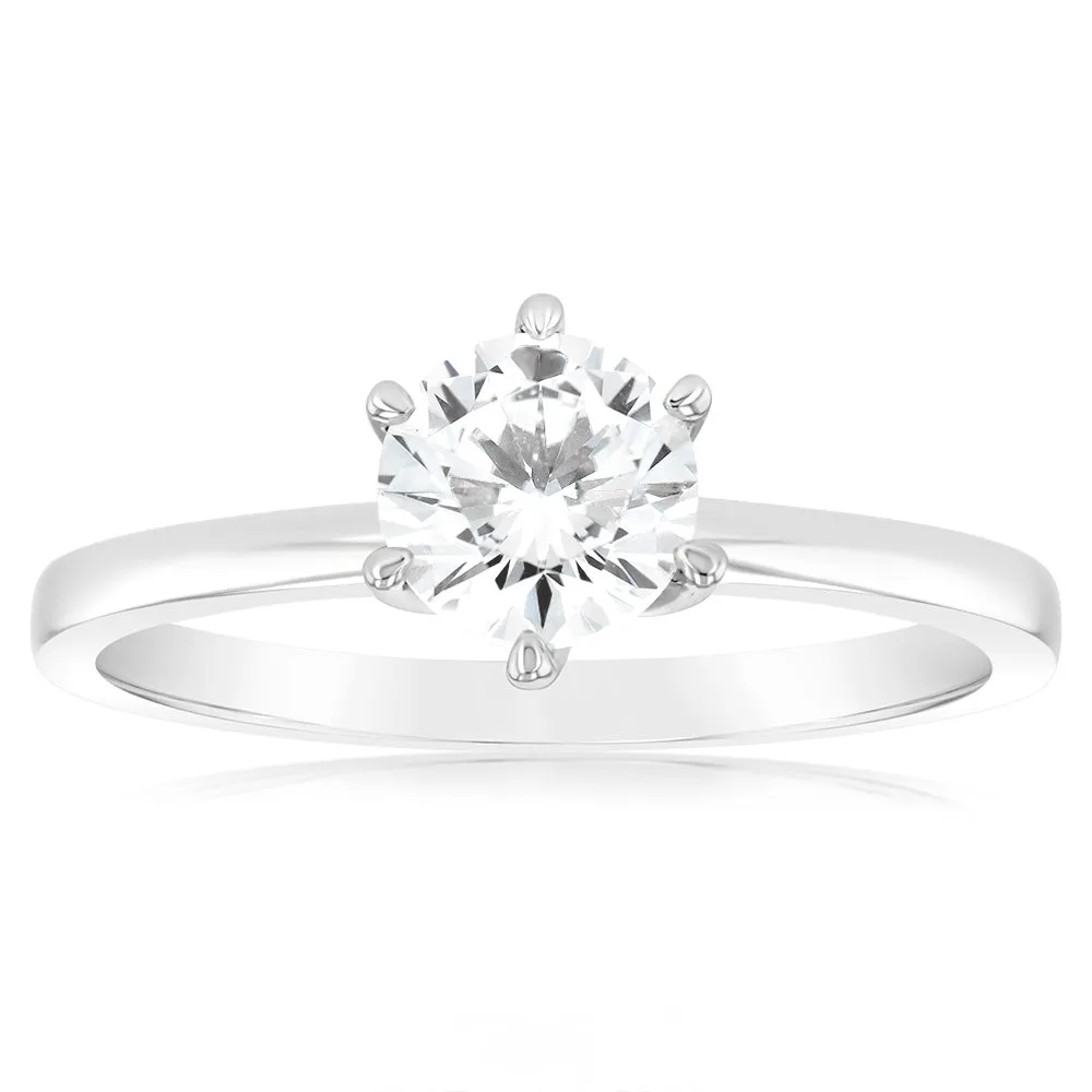 Sterling Silver 6 Claw 6mm Zirconia Solitaire Ring