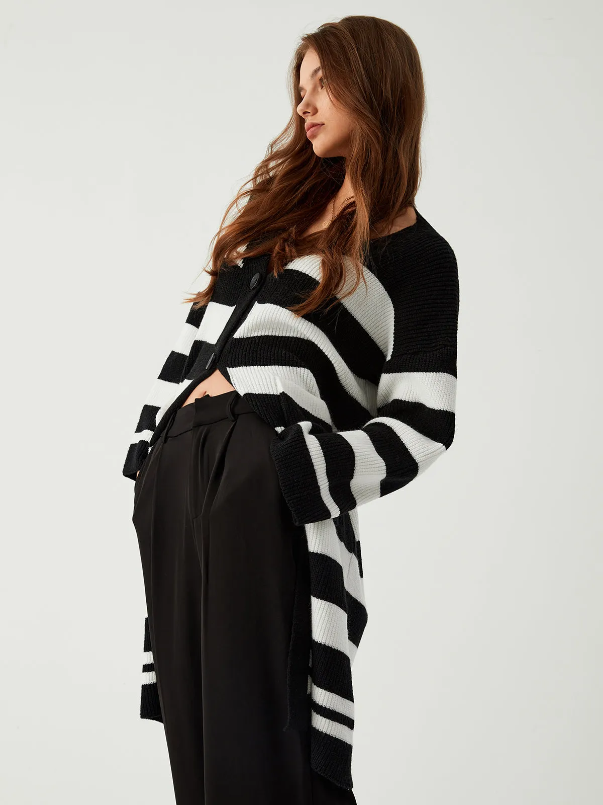 Stripe Charming Long Cardigan