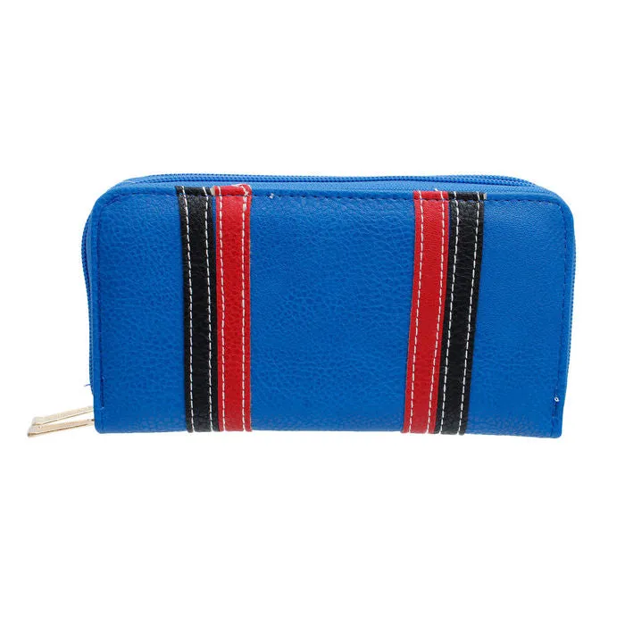 Striped Double Zipper Wallet