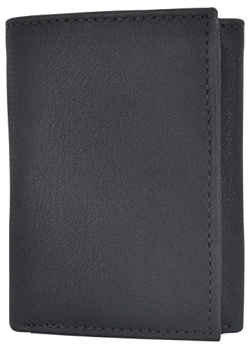 Swiss Marshall Men's Vegan Leather RFID Trifold Wallet with 2 ID Windows Extra Capacity