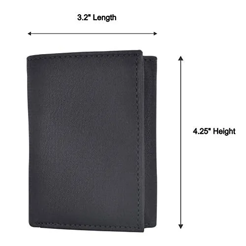 Swiss Marshall Men's Vegan Leather RFID Trifold Wallet with 2 ID Windows Extra Capacity