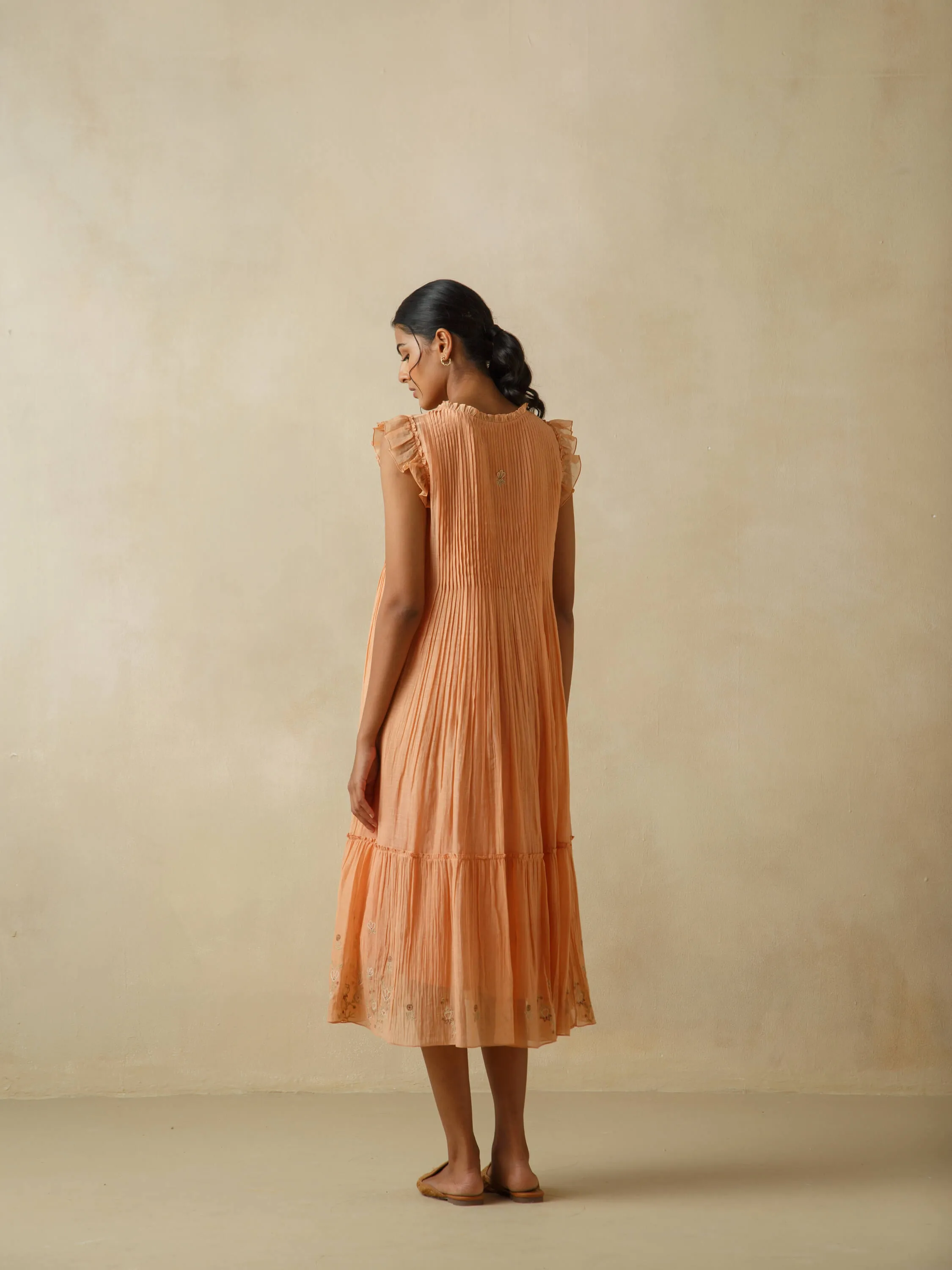 Tangerine Flutter Sleeves Dress