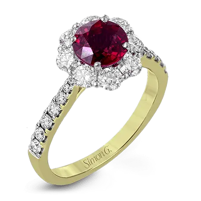 Tempera Color Gemstone Fashion Ring In 18k Gold With Diamonds