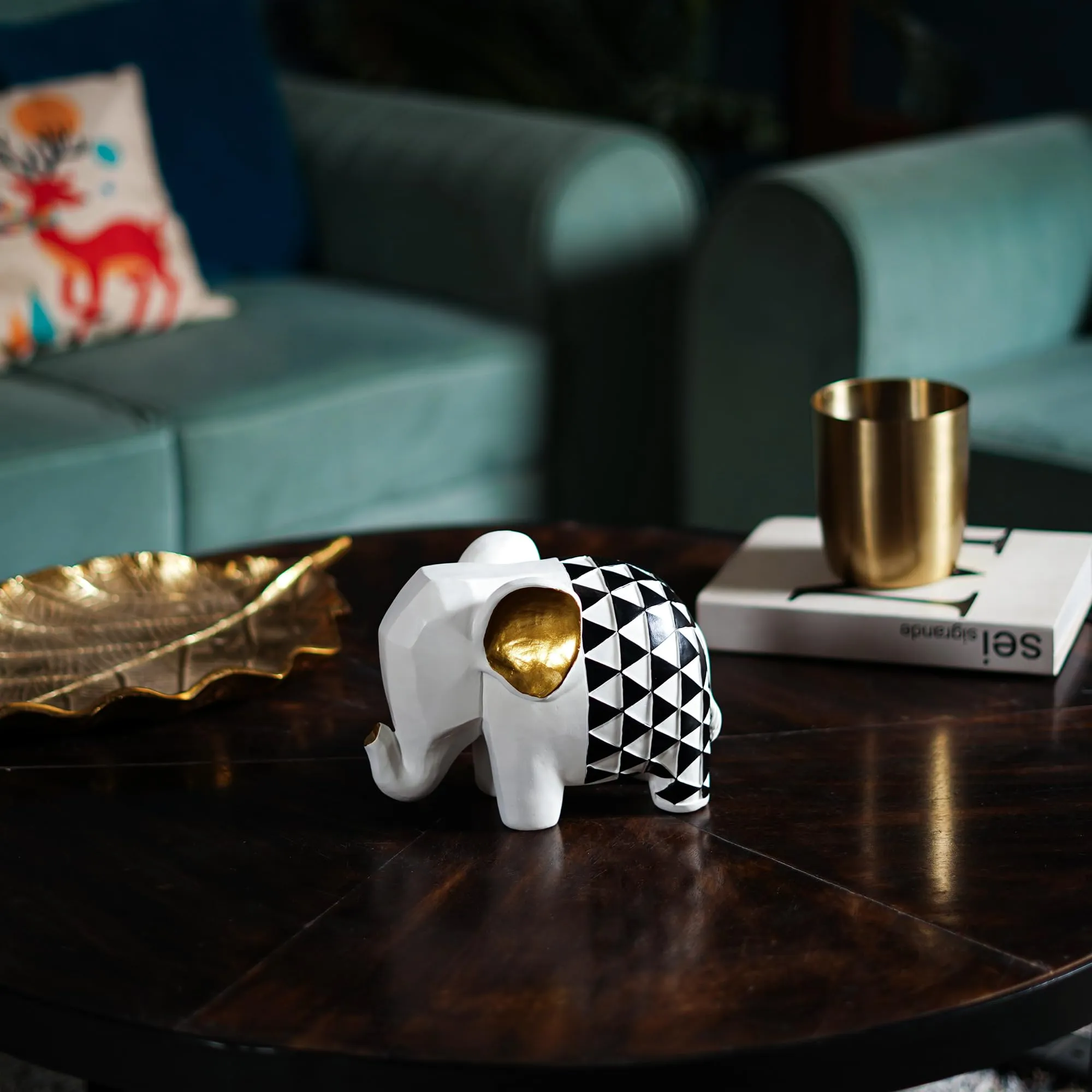 The Artment your artistic apartment Decorative White Resin Elephant Animal Showpiece Figurine for Table Top, Living Room, Office/Home Decor