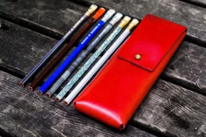 The Charcoal Leather Pencil Case for Blackwing Pencils - Red