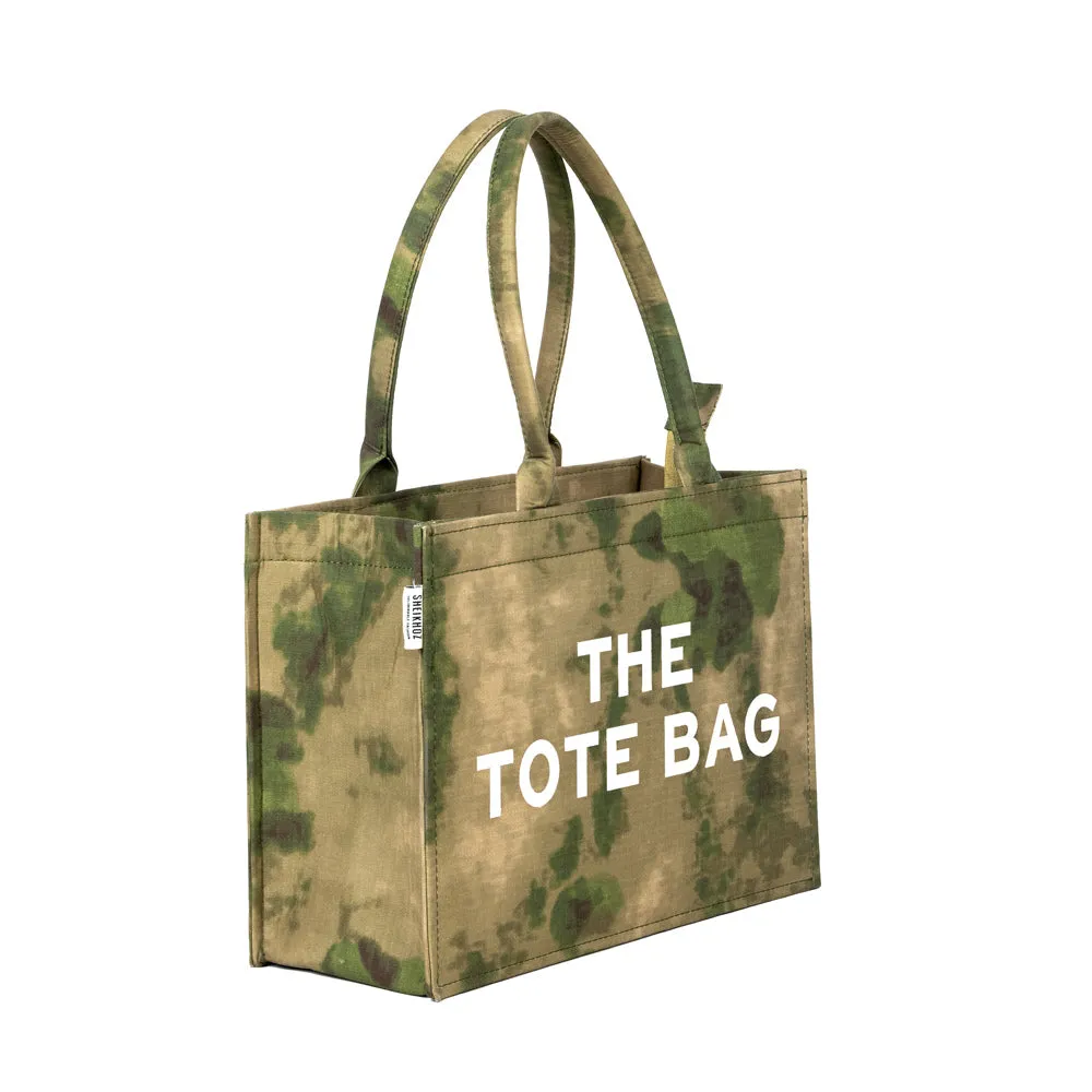 The Tote Bag White – Army Green Camo Canvas Bag