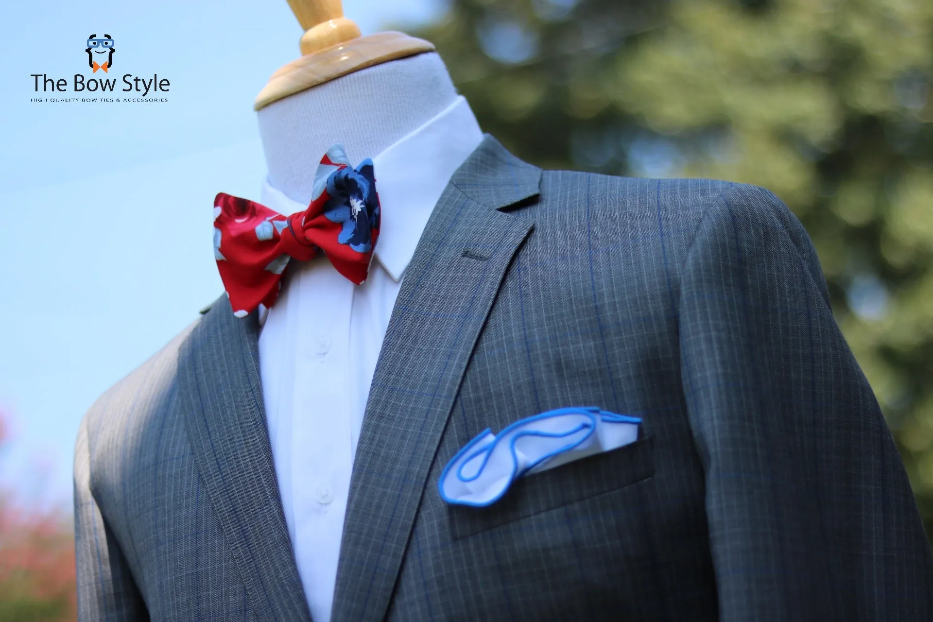 Toluca Red Floral Butterfly Bow Tie