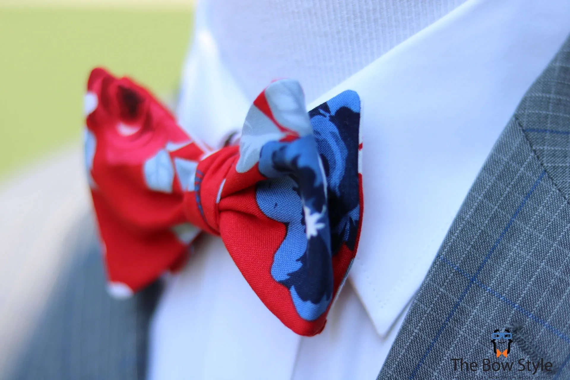 Toluca Red Floral Butterfly Bow Tie