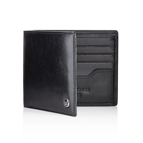 Traditional vegetable tanned leather wallet in black - 8 card slot