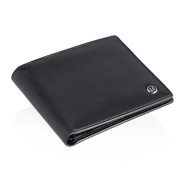 Traditional vegetable tanned leather wallet in black - 8 card slot