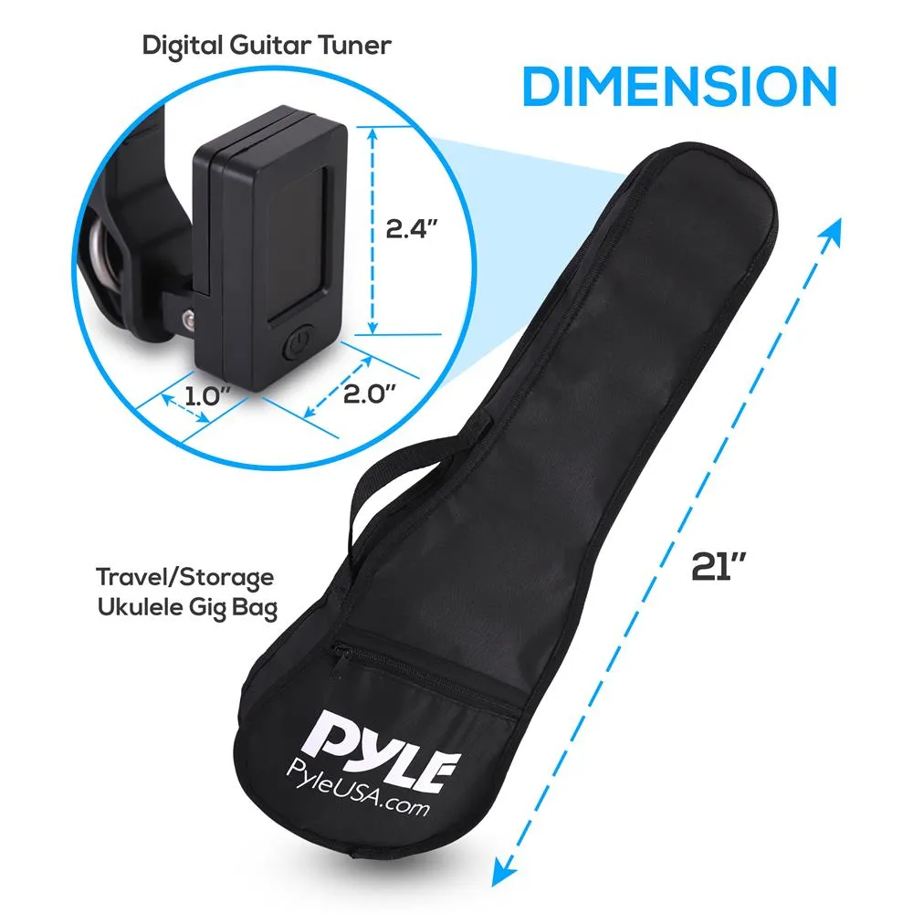 Ukulele Accessory Kit - Handy Digital Tuner, Sturdy Gig Bag, Detachable Ukulele Strap With 3 Pcs. Felt Picks & Finger Guide