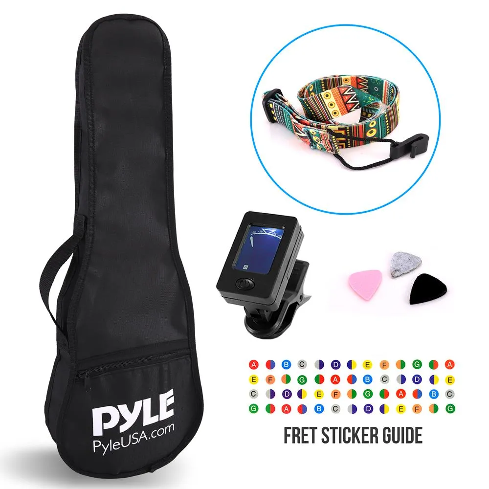 Ukulele Accessory Kit - Handy Digital Tuner, Sturdy Gig Bag, Detachable Ukulele Strap With 3 Pcs. Felt Picks & Finger Guide