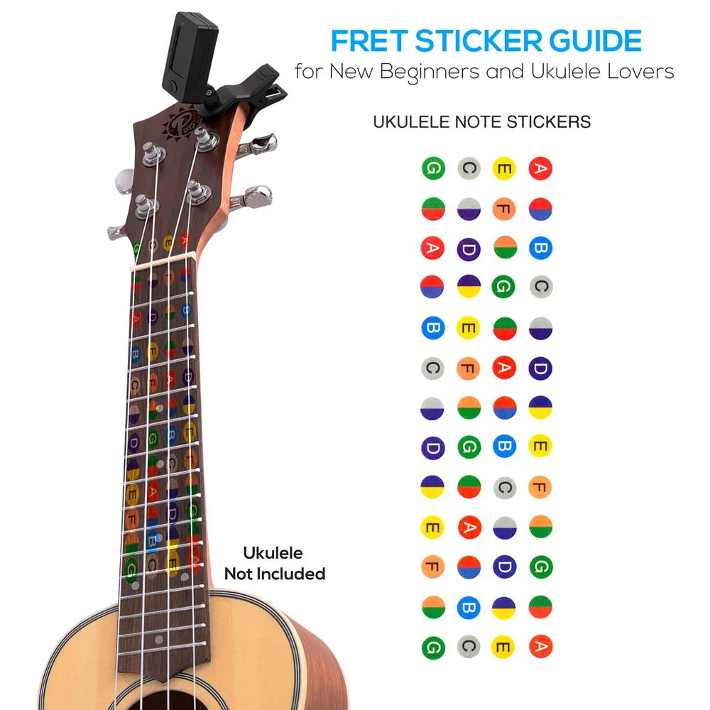 Ukulele Accessory Kit - Handy Digital Tuner, Sturdy Gig Bag, Detachable Ukulele Strap With 3 Pcs. Felt Picks & Finger Guide